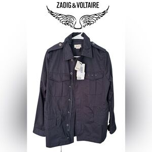 Zadig & Voltaire Kayak Navy Blue Love Punk Jacket XS NWTs MSRP$598